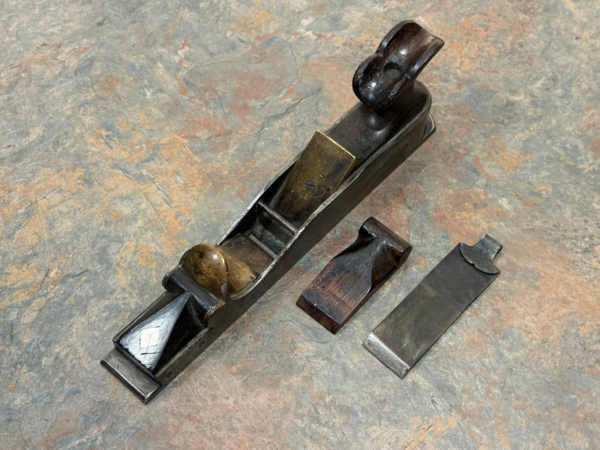 SPECTACULAR EUROPEAN LATE 19TH EARLY 20TH C. STEEL, GUNMETAL, ROSEWOOD & IVORY SMOOTH PLANE